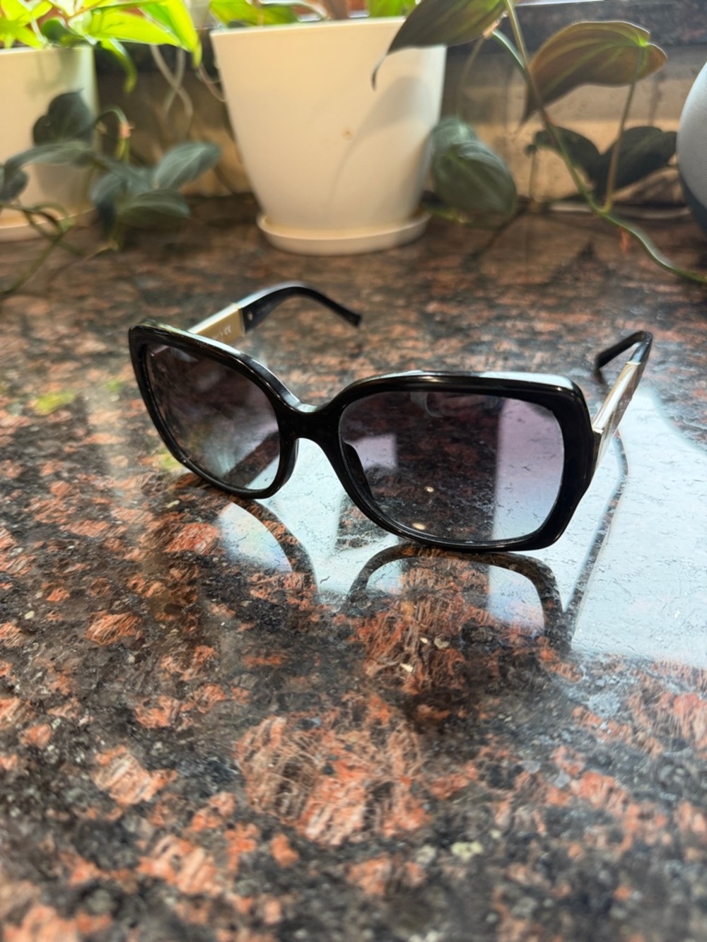 Burberry Black & Beige Plaid Sunglasses